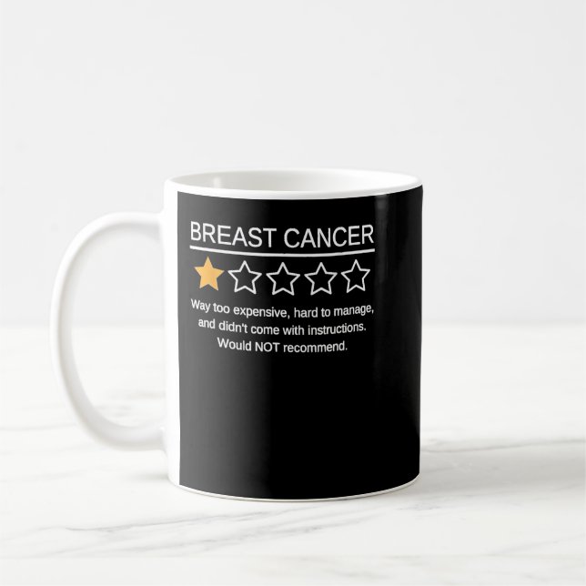 Funny Breast Cancer Awareness 1 Star Rating Cancer Coffee Mug (Left)