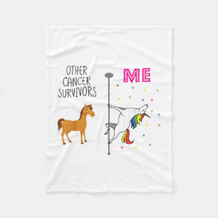 Funny Breast Cancer Survivor Unicorn Rainbow Le Da Fleece Blanket