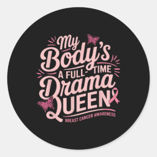 Funny Breast Cancer Warrior Classic Round Sticker