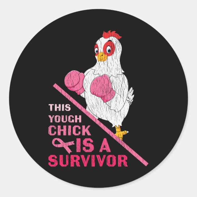 Funny Breast Cancer Warrior Survivor Girl Women Classic Round Sticker (Front)