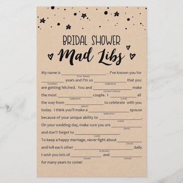 Funny Bridal Shower or Hen Party game (Front)