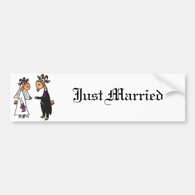 Funny Bride and Groom Goat Wedding Bumper Sticker (Front)