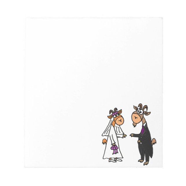 Funny Bride and Groom Goat Wedding Notepad (Front)