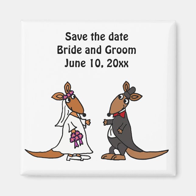 Funny Bride and Groom Kangaroo Wedding Design Magnet (Front)