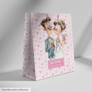 Funny Bride Groom Gift Bag Quirky Cartoon Style