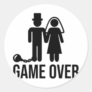 Funny Bride Groom Wedding Bachelor Bachelorette Pa Classic Round Sticker