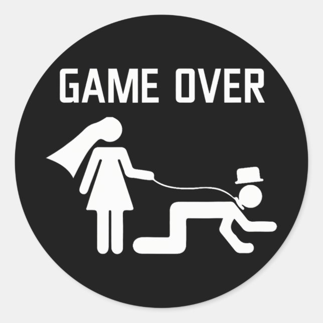 Funny Bride Groom Wedding Bachelor Bachelorette Pa Classic Round Sticker (Front)