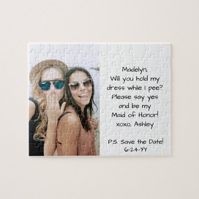 Funny Bridesmaid / Maid of Honour Proposal Photo Jigsaw Puzzle (Horizontal)