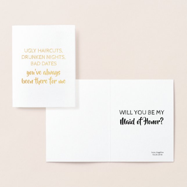 Funny Bridesmaid or Maid of Honour Foil Card (Display)