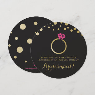 Funny BRIDESMAID PROPOSAL card ~ Black & Faux Gold
