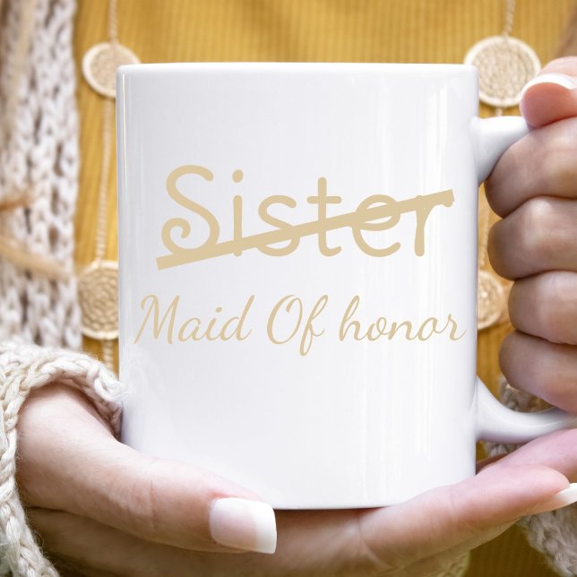 Funny Bridesmaids Sister Maid of honour proposal  Two-Tone Coffee Mug (Creator Uploaded)