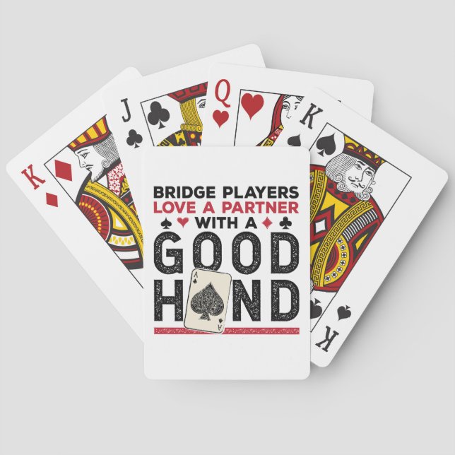 Funny Bridge Player Partner Good Hand Playing Cards (Back)