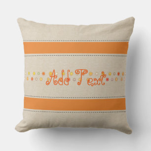 Funny Bright Linen Orange Stripes Add Text Name Cushion
