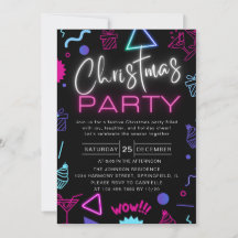 Funny Bright Neon Black Playful Christmas Party
