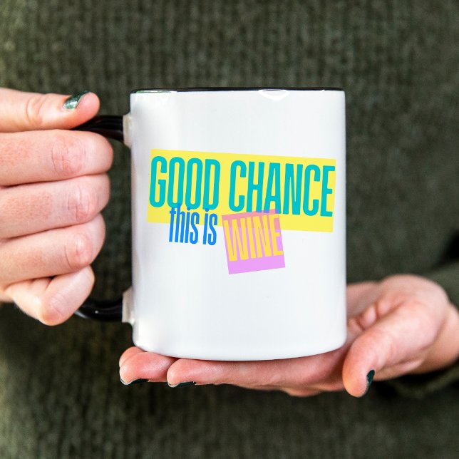 Funny Bright Retro Chance This Is Wine Two-Tone Coffee Mug (Creator Uploaded)