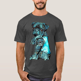 Funny Brindle Pug Dog I Love Dad Tattoo Brindle Pu T-Shirt