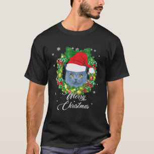 Funny British Shorthair Cat Snow Christmas Xmas De T-Shirt
