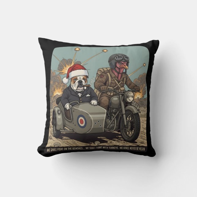 Funny British themed Christmas Cushion (Front)