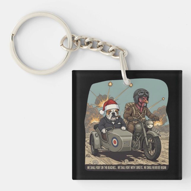 Funny British themed Christmas Key Ring (Front)