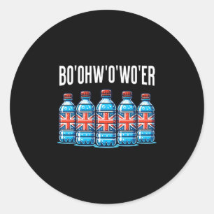 Funny British Vacation Bottle Of Water And Britain Classic Round Sticker