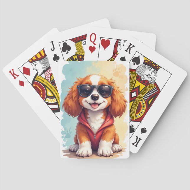 Funny Brittany Spaniel Kawaii Dog Playing Cards (Back)