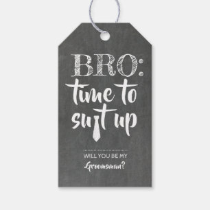 Funny Bro Suit Up Groomsman Proposal Gift Tags