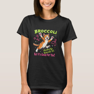 Funny Broccoli Cat Humour Cute Food Joke Cat Lover T-Shirt