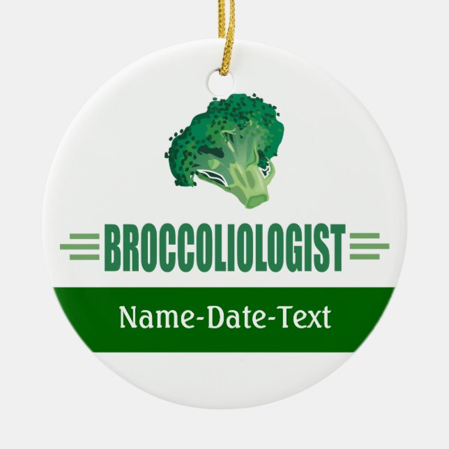 Funny Broccoli Ceramic Ornament (Front)