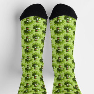 Funny Broccoli Playful Green Veggie Pattern Socks