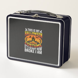 Funny Broke Halloween Costume Haunted House Design Metal Lunch Box