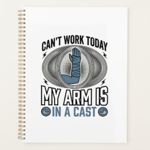 Funny Broken Arm Cast Vintage T-Shirt Design_1 Planner