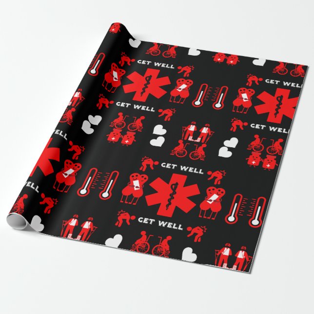 Funny Broken Leg Get Wel Wrapping Paper (Unrolled)