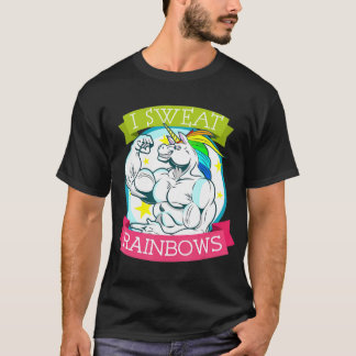 Funny Brony Fitness Unicorn Rainbow Gym Exercise T-Shirt
