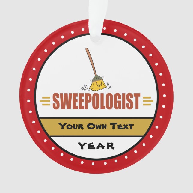 Funny Broom Sweeping Ornament (Front)