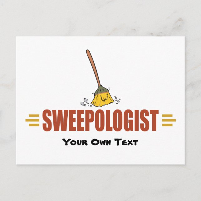 Funny Broom Sweeping Postcard (Front)