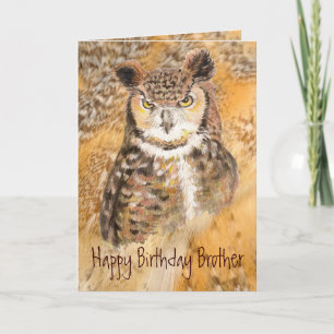 Funny Brother, Birthday,  Owl Wild & Crazy Card