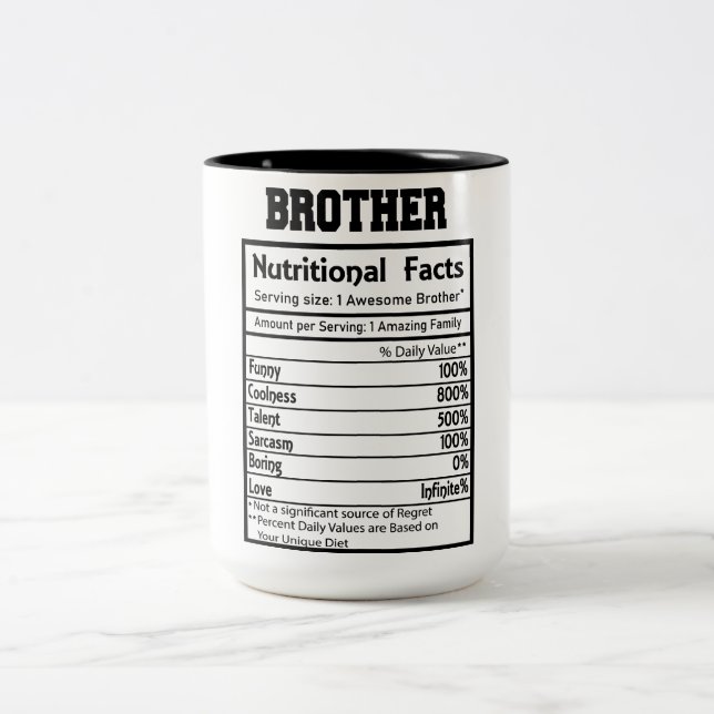Funny Brother Nutrition Facts  Two-Tone Coffee Mug (Center)