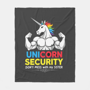 Funny Brother Unicorn Security Dont Mess With My S Fleece Blanket