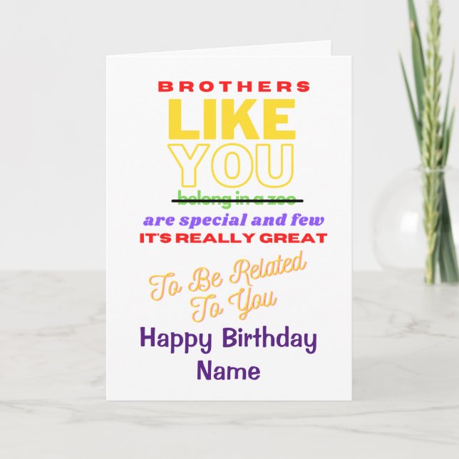 Funny Brother Verse Happy Birthday Card (Front)
