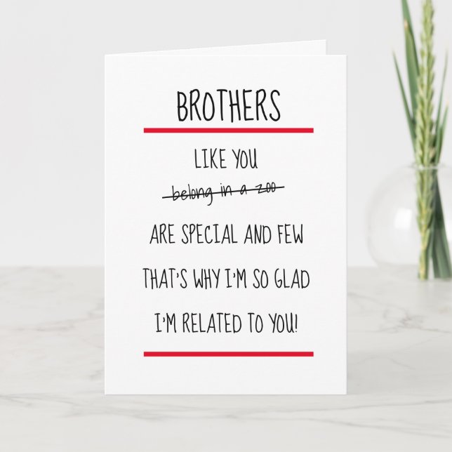 Funny Brothers Insulting Verse Birthday Card (Front)