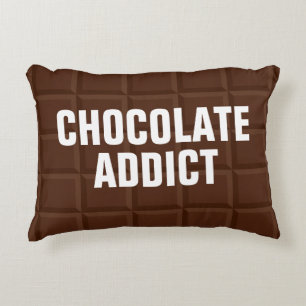 Funny brown chocolate addict throw pillow