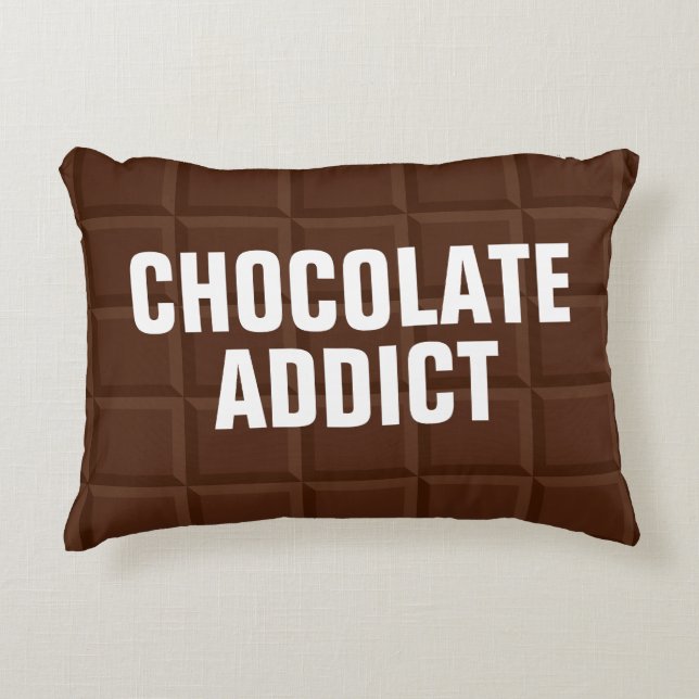 Funny brown chocolate addict throw pillow (Front)