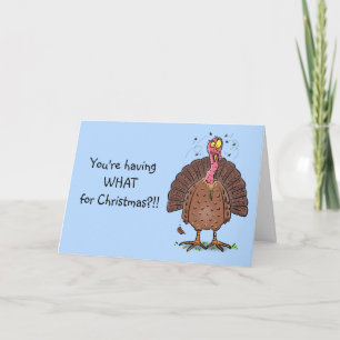 Funny brown Christmas turkey humour cartoon Card
