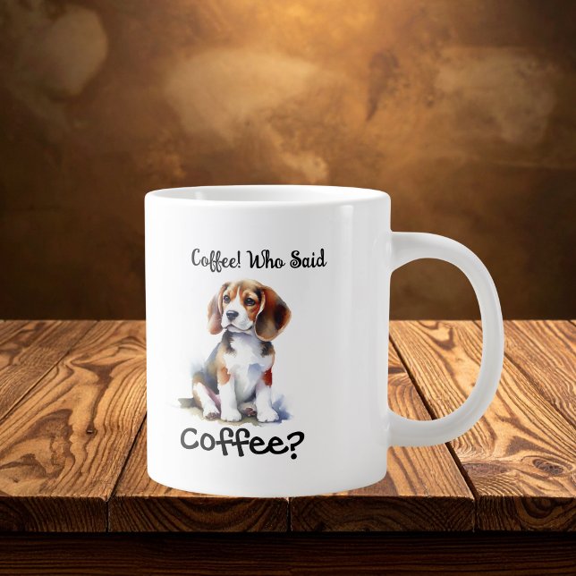 Funny BROWN 'Coffee' Beagle Personalise Large Coffee Mug (Creator Uploaded)
