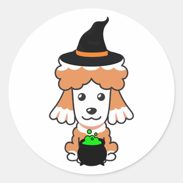 Funny brown dog is a witch classic round sticker (Front)