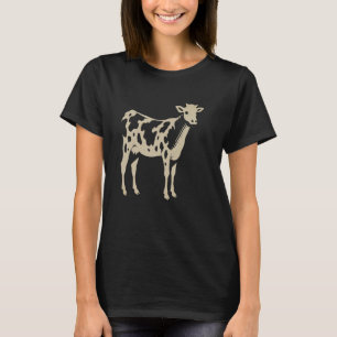Funny Brown Farm Cow Stencil Bovine Animal Silhoue T-Shirt
