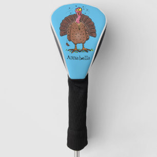 Funny brown farmyard turkey with flies cartoon golf head cover
