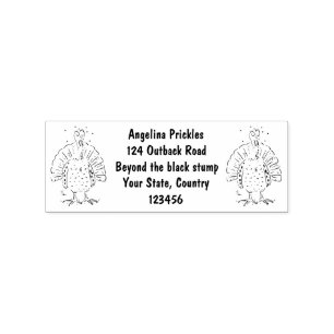 Funny brown farmyard turkey with flies cartoon rubber stamp