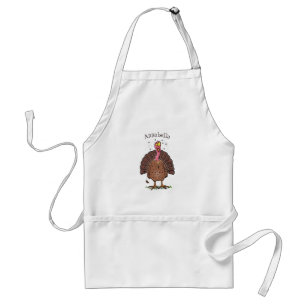 Funny brown farmyard turkey with flies cartoon standard apron