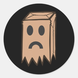 Funny Brown Paper G With Face - Wearing A Brown Pa Classic Round Sticker